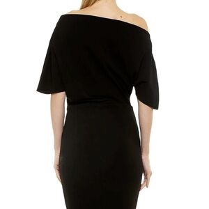 Alexia Admor Olivia drape off Shoulder Black Dress Scuba Crepe New